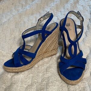 C.C Women's Blue Wedge Sandals